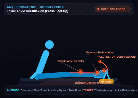 Towel Ankle Dorsiflexion - Pressing Feet Up